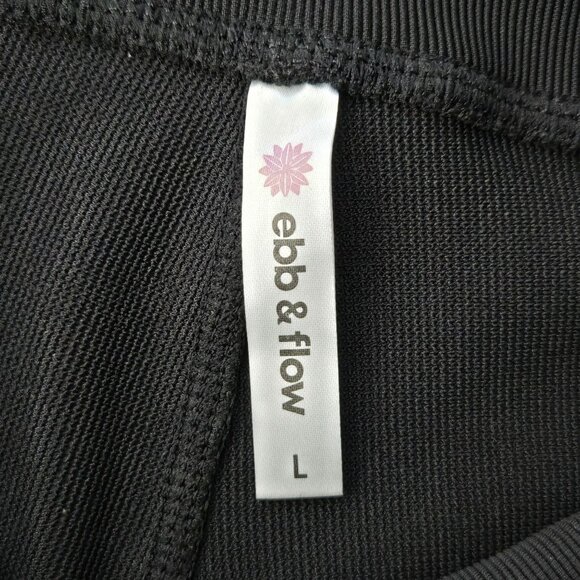 Ribbed Flare Yoga Pants Large Black High Waist Pull on Stretchy Athletic Bootcut - Picture 7 of 12